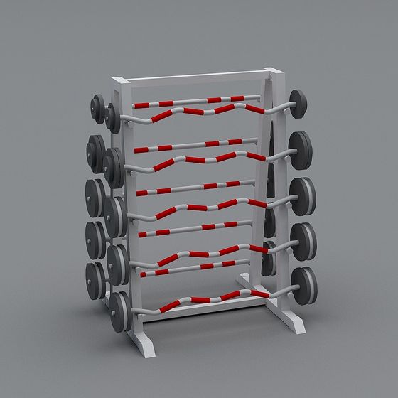 Stylish Low Poly Barbell Rack 3D model