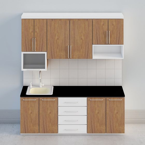 Elegant Kitchen Cabinet 3D model for Modern Interiors