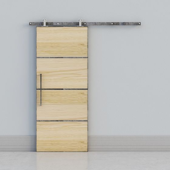 Porte coulissante en bois et métal