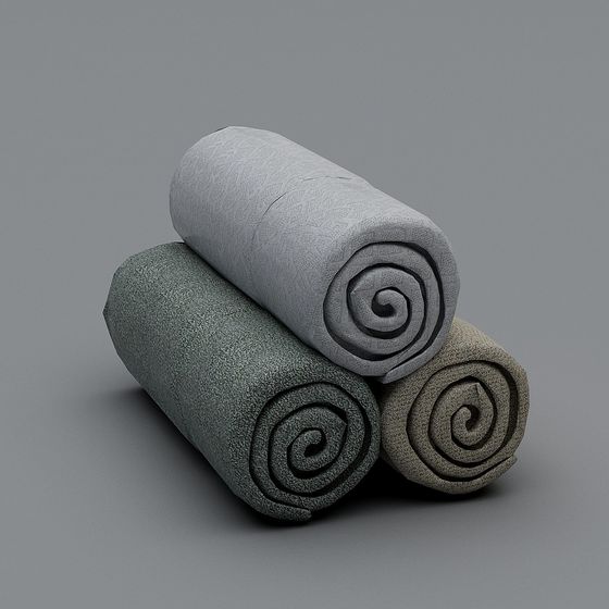 Stylish 3D Towel Roll Model for Modern Interiors
