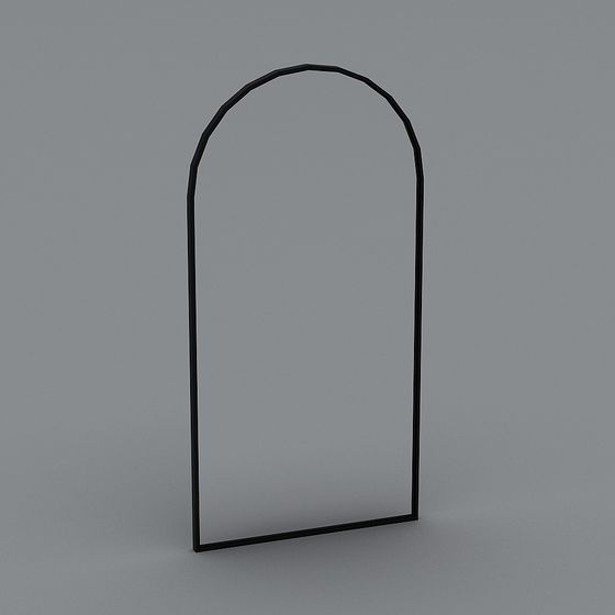 Arched Mirror 3D model with Black Metal Frame
