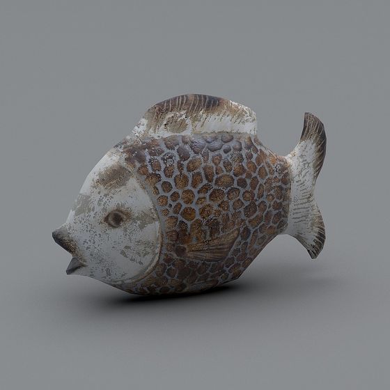 Stylish Low Poly Fish Sculpture 3D Model