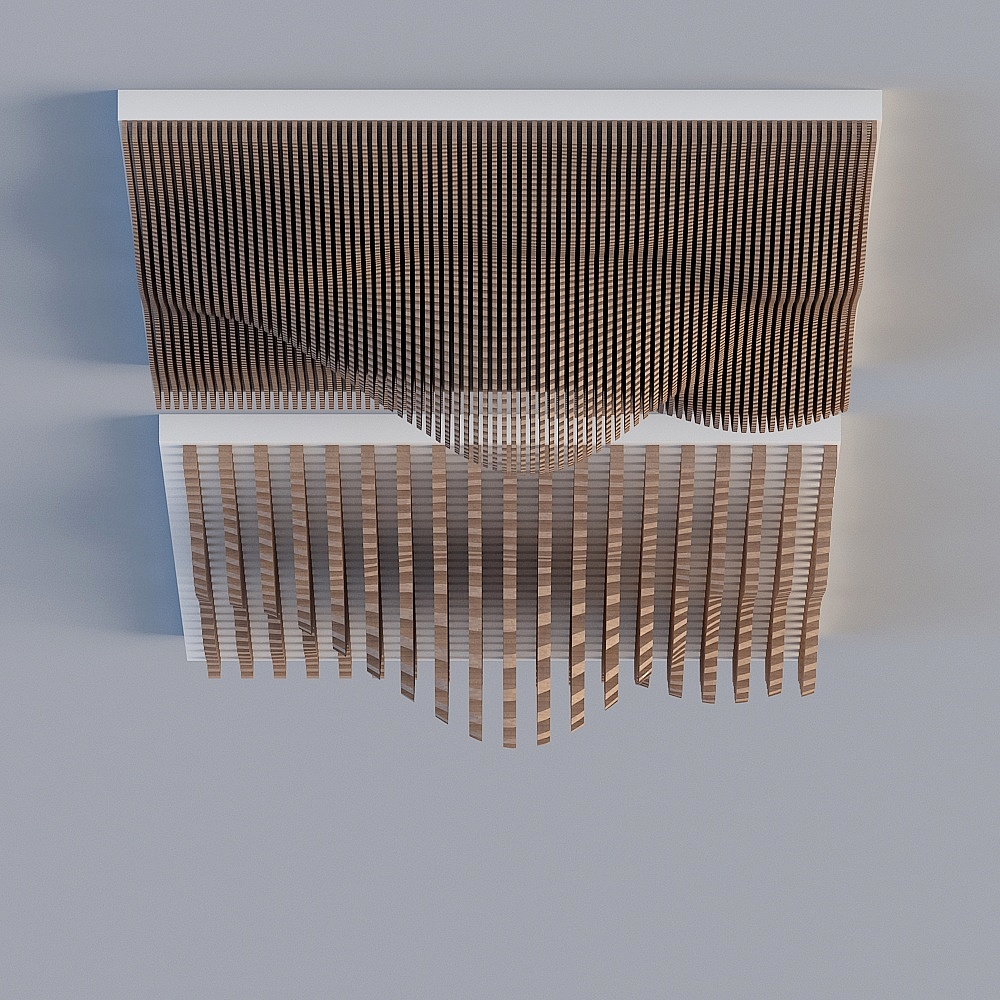 Design de plafond en baffle en bois