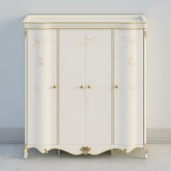 Elegant French Vintage Wardrobe 3D model