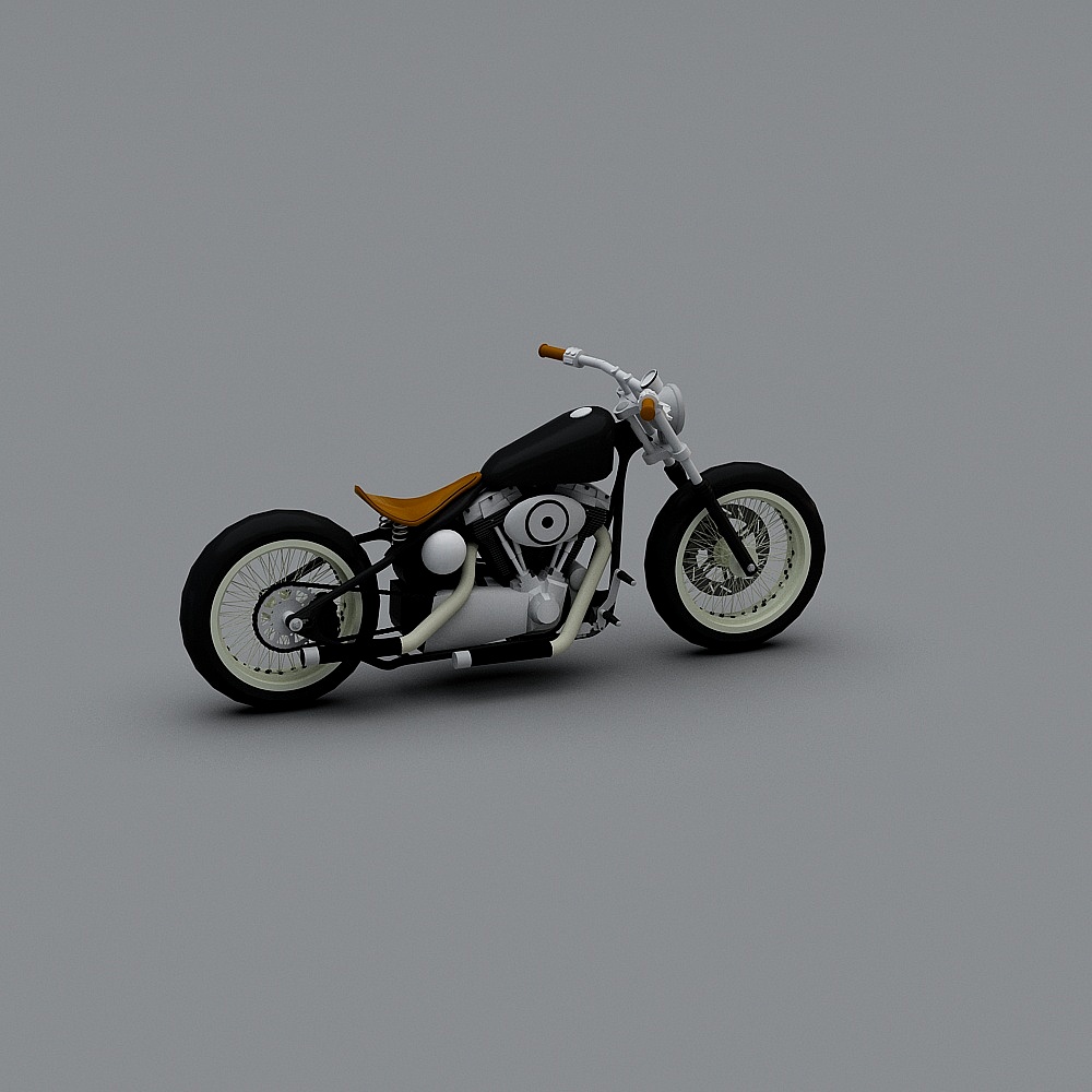Vintage Low-Poly Motorcycle 3D model