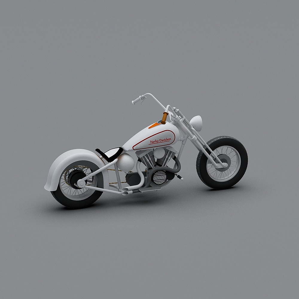 Low Poly Harley Davidson Motorcycle 3D Model
