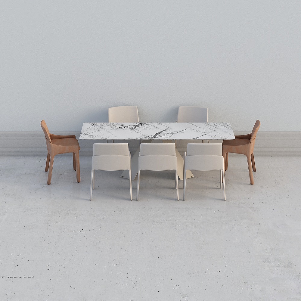 Underground multi-purpose area Italian minimalist 03 dining table chairs