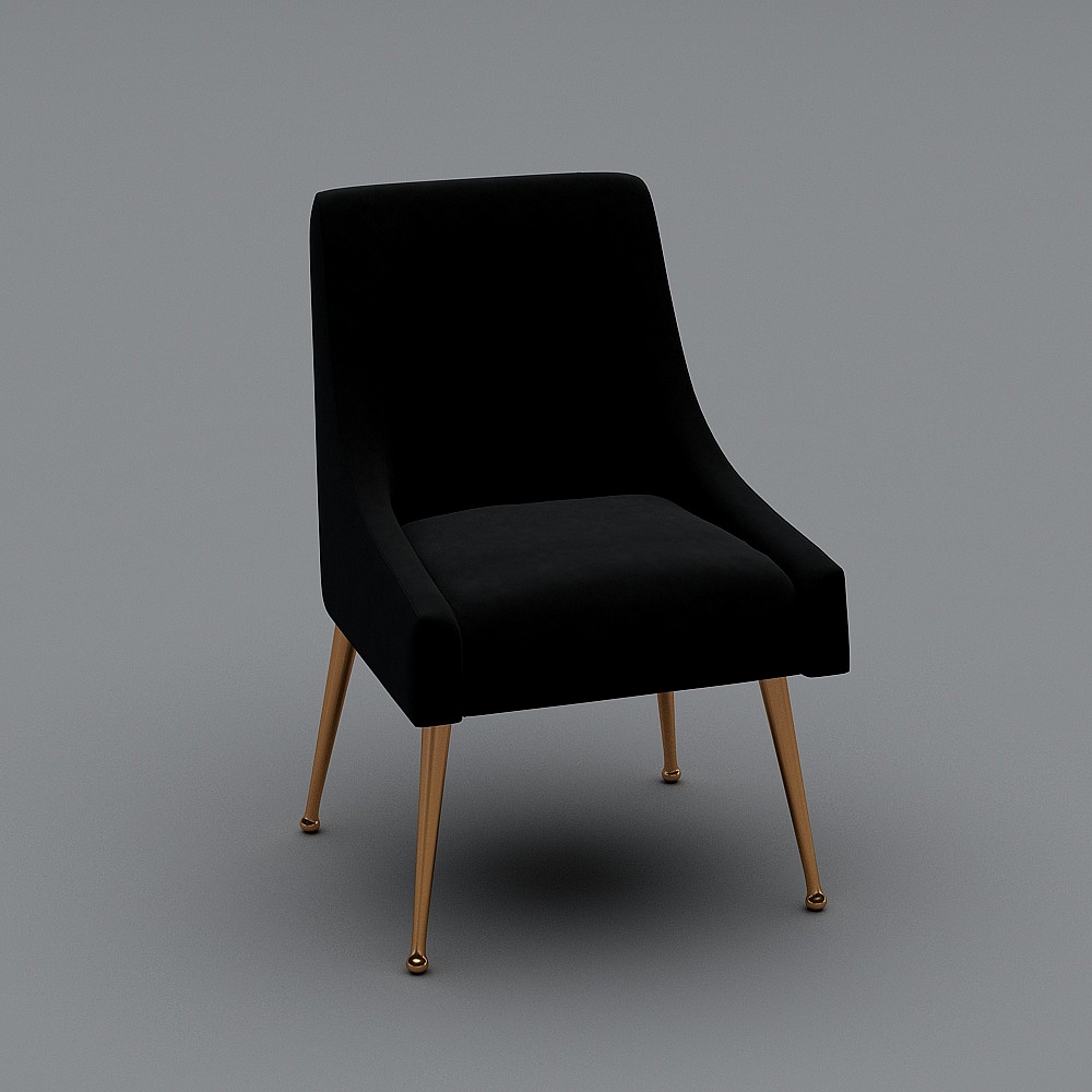 Chaise latérale en velours noir Beatrix