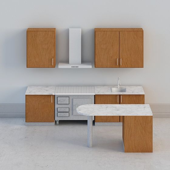 Modern Minimalist Kitchen Cabinet 3D model