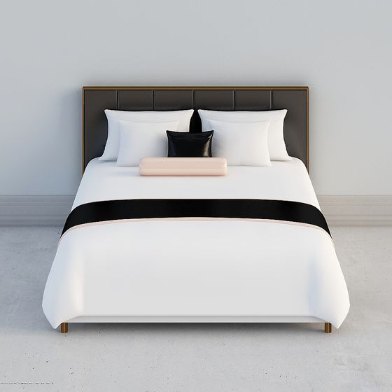 Stylish Double Bed 3D model for Contemporary Spaces