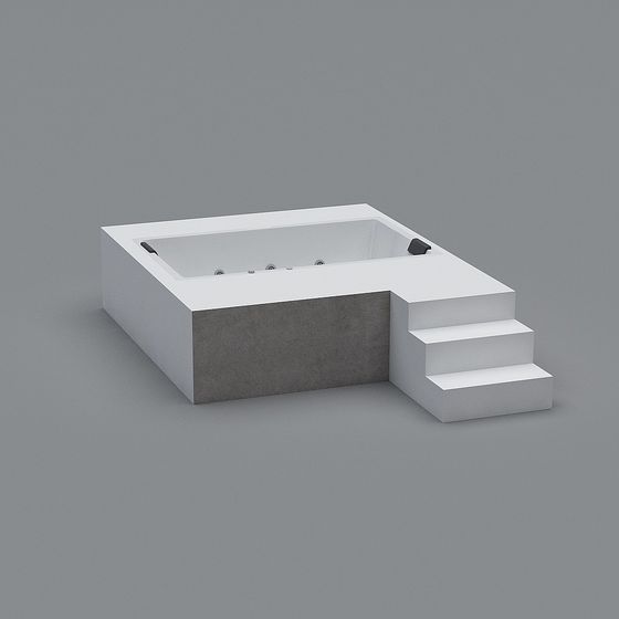 Concrete Spa Bathtub 3D model