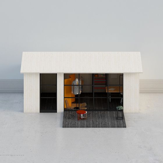 Minimalist Wooden House 3D model