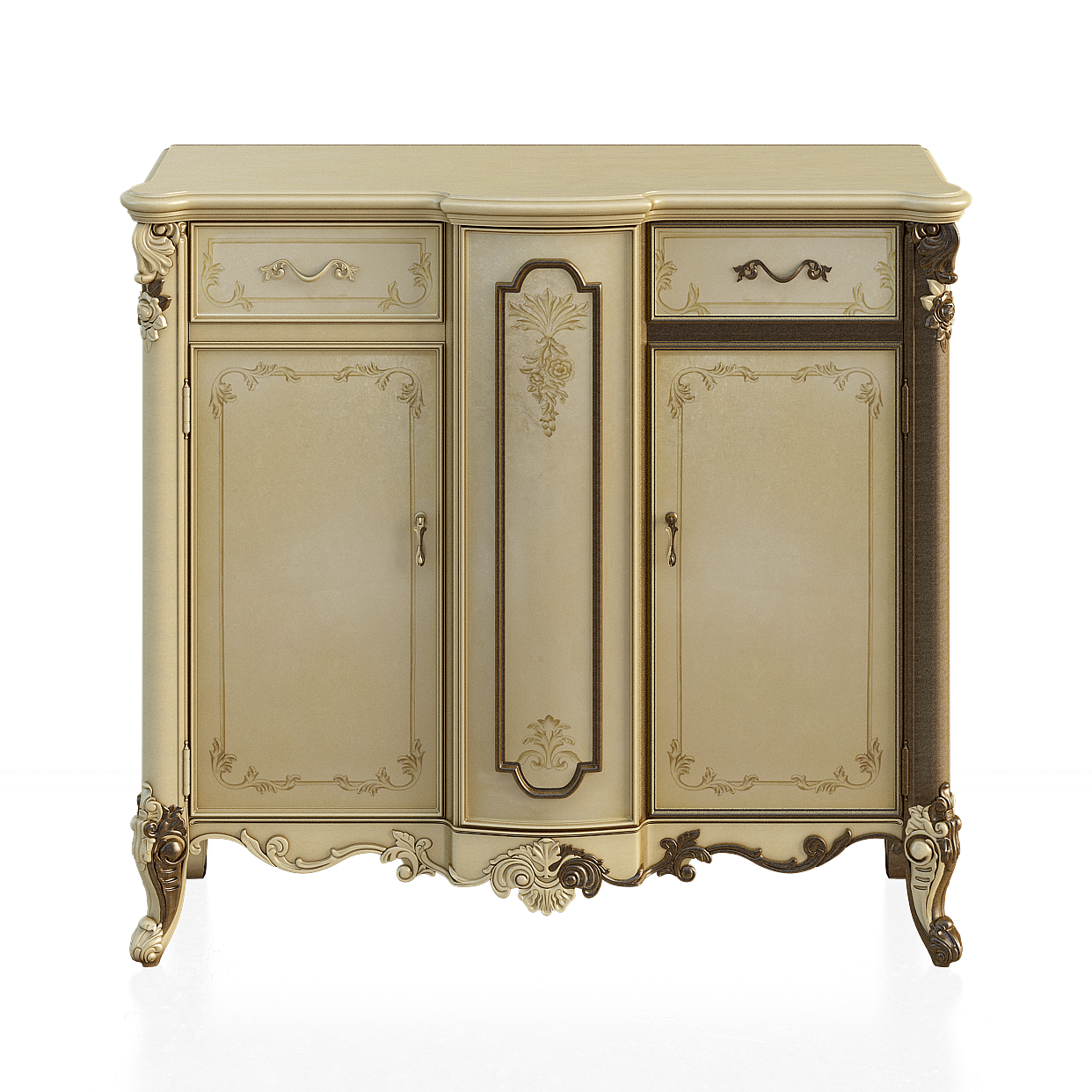 Regal Wardrobe 3D Model – Classical Ivory Design