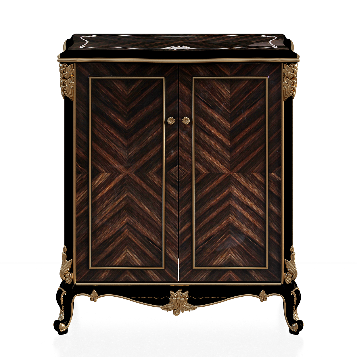 Royal Luxury Cabinet 3D Model – Low-Poly Wood & Gold