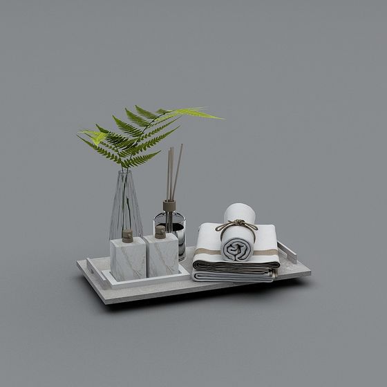 Low-Poly Bathroom Tray Set 3D model