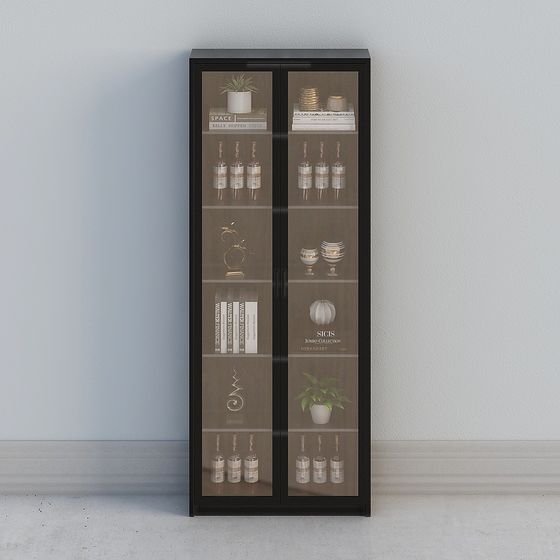 Modern Low-Polygon Glass Display Cabinet 3D model