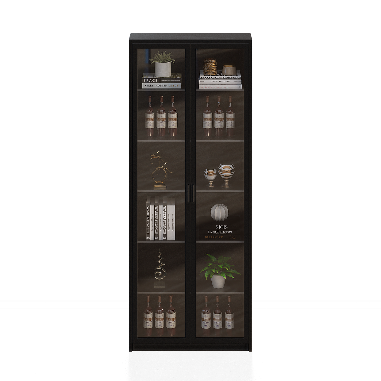 Modern Glass Display Cabinet 3D Model – Low-Polygon Design
