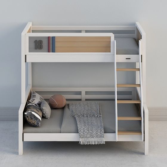 Stylish Low-Polygon Bunk Bed 3D model for Kids' Rooms