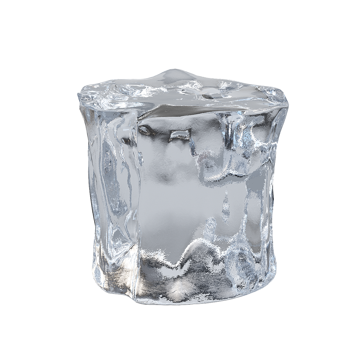 High-Detail Low-Poly Ice Block 3D Model – Transparent Texture