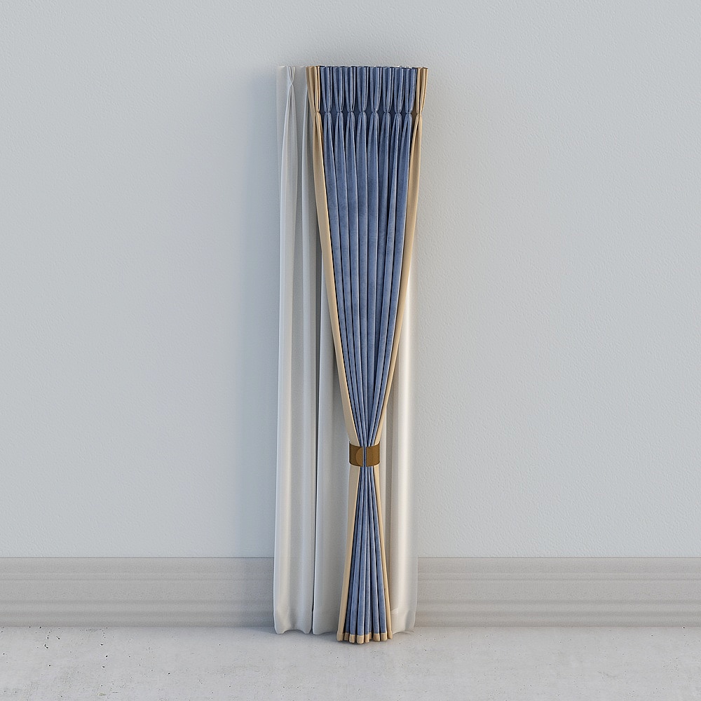 Modern Pleated Curtain 3D model