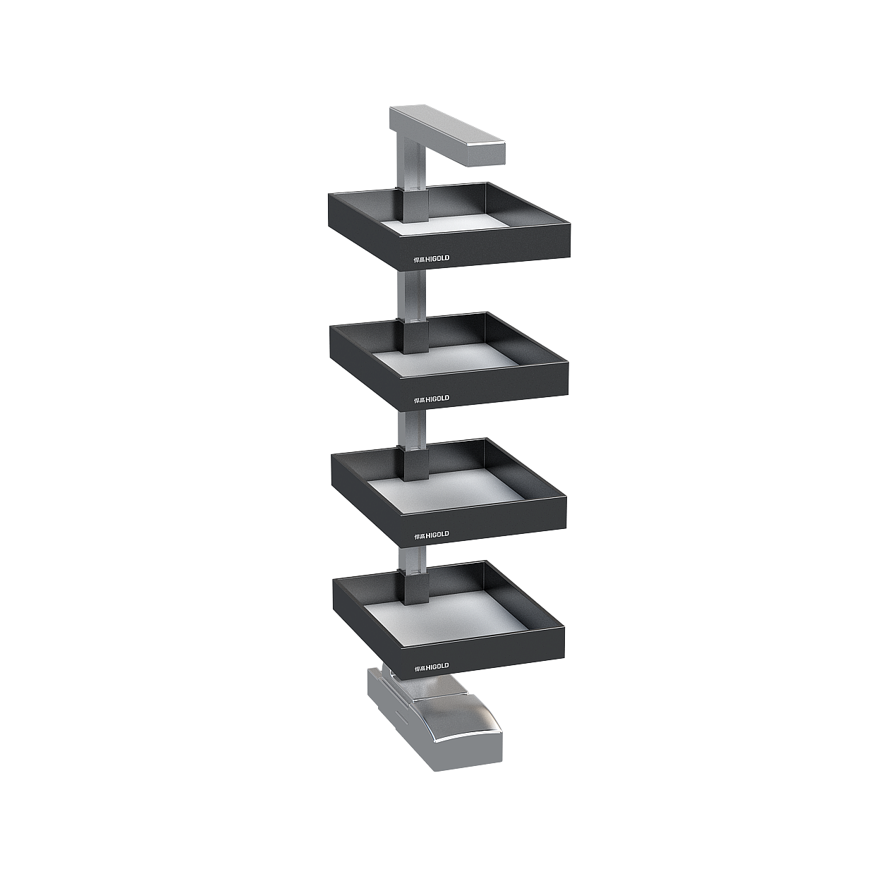 Minimalist Multi-tier Storage Shelf 3D Model – Dark Gray Design