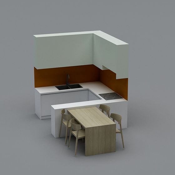 Contemporary Low-Poly Kitchen 3D Model for Modern Spaces