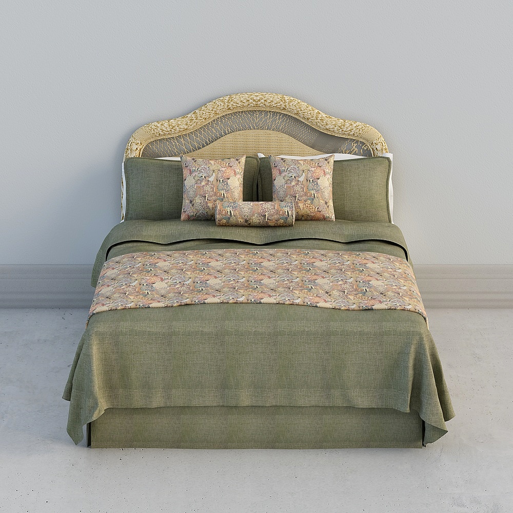 Tấm đầu giường và giường bằng mây