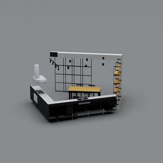 Urban Café Low-Poly 3D Model