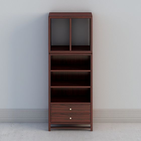 Stylish 3D Bookcase Model Mixing Modern and Vintage Styles