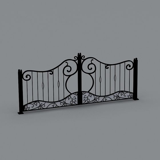 Elegant Wrought Iron Gate 3D model