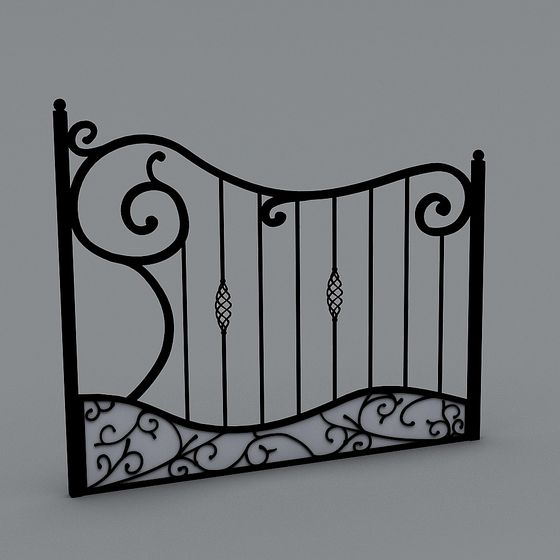 Intricate Iron Railing Low-Poly 3D model
