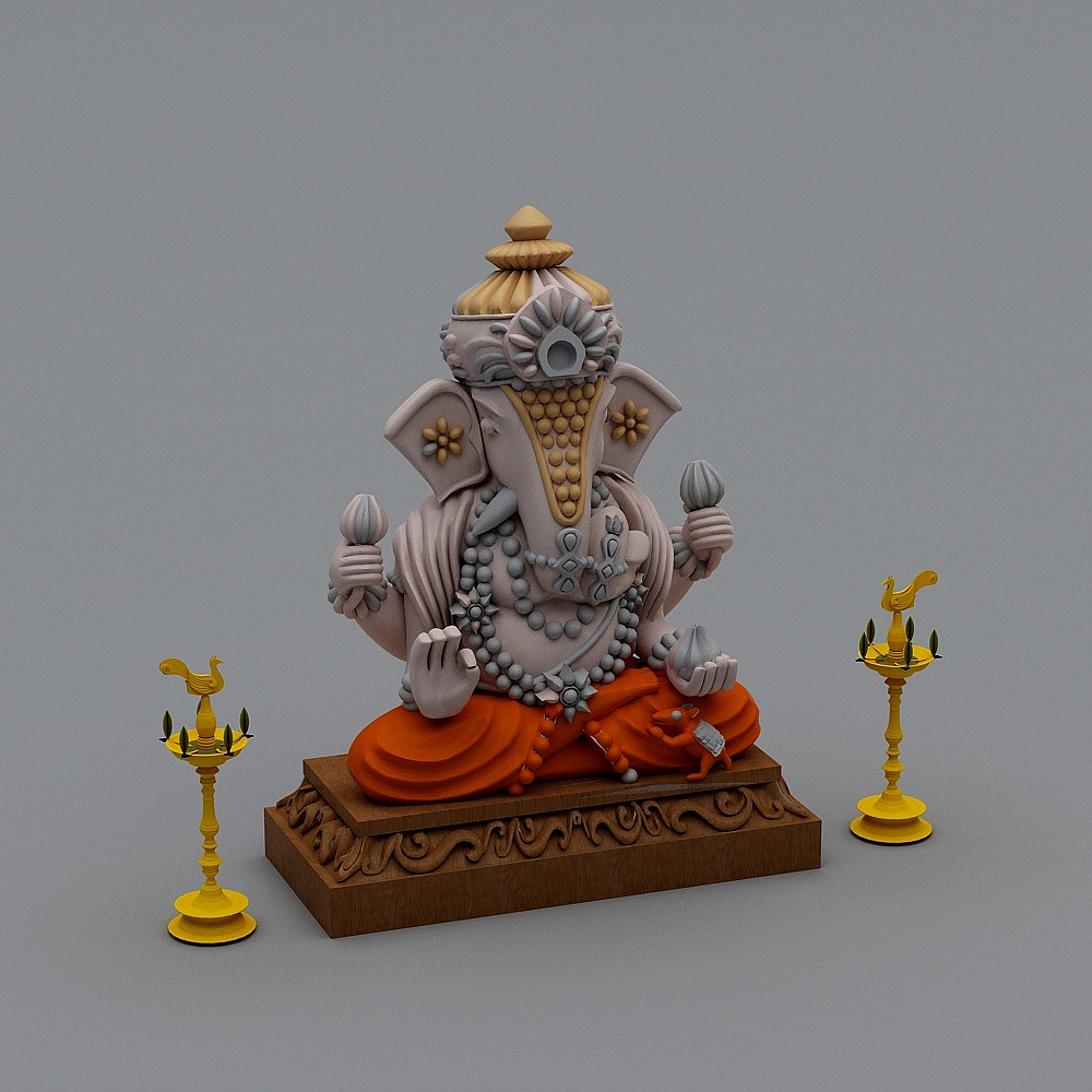 Stunning Low-Poly Ganesha 3D Model