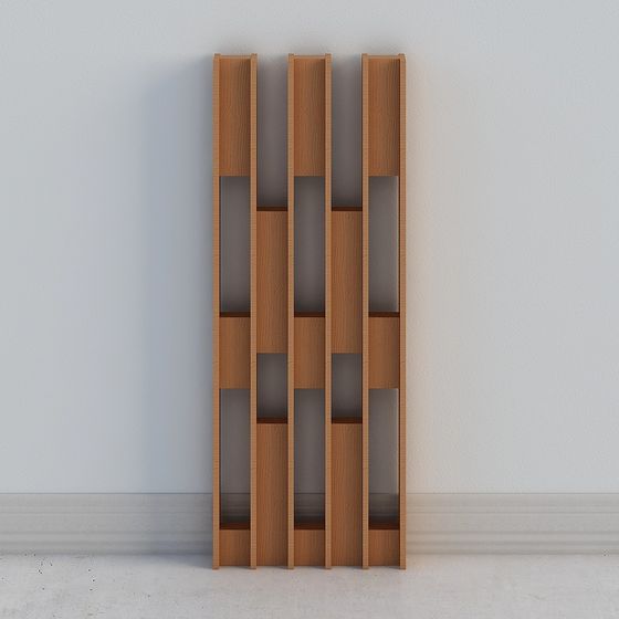 Elegant Wooden Partition Screen 3D model