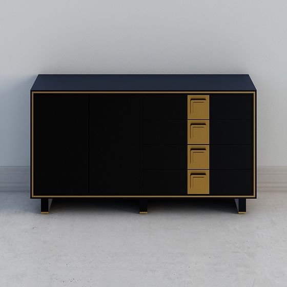 Elegant Black Storage Cabinet 3D model