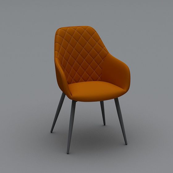 Chic Low-Poly 3D Chair Model with Orange Leather