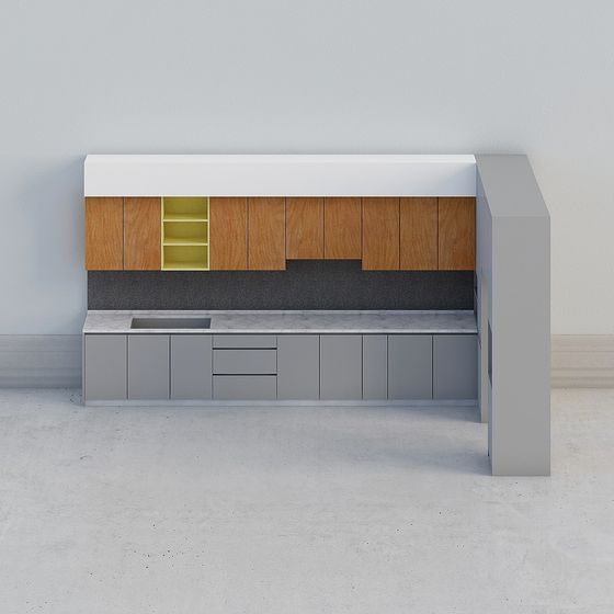 Minimalist Kitchen Island 3D model