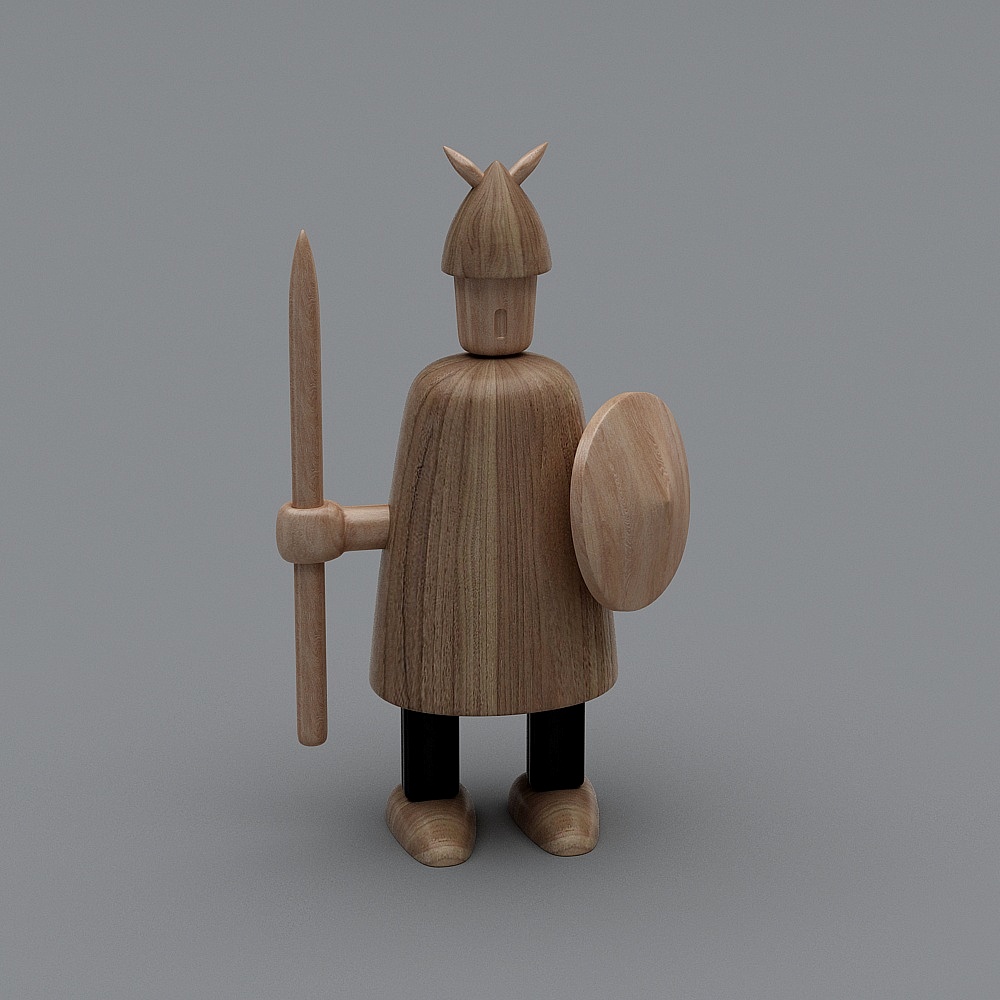 Low Poly Warrior 3D Model with Spear and Shield