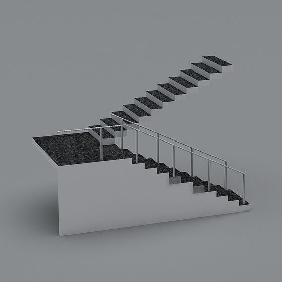 Elegant Low-Poly Stone Staircase 3D model