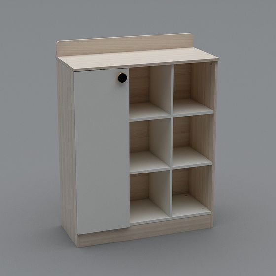 Stylish Low-Poly Bookshelf 3D model for Creative Spaces