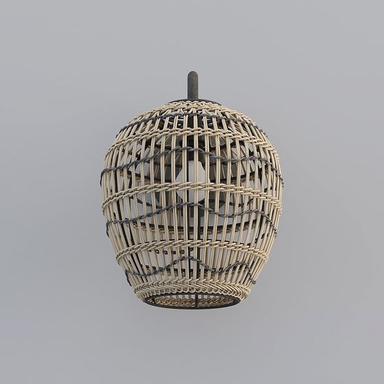 Artistic Rattan Pendant Lamp 3D model