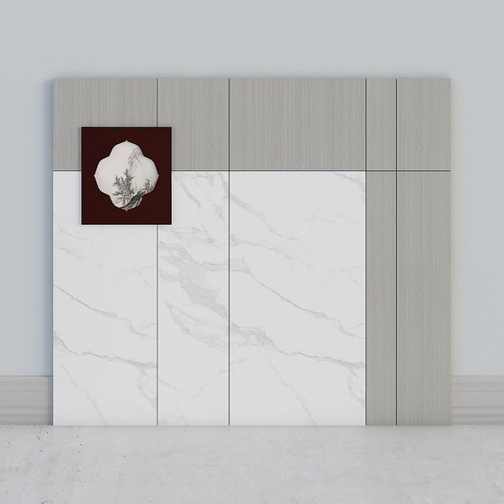 Sophisticated Marble and Wood Wall Panel 3D model