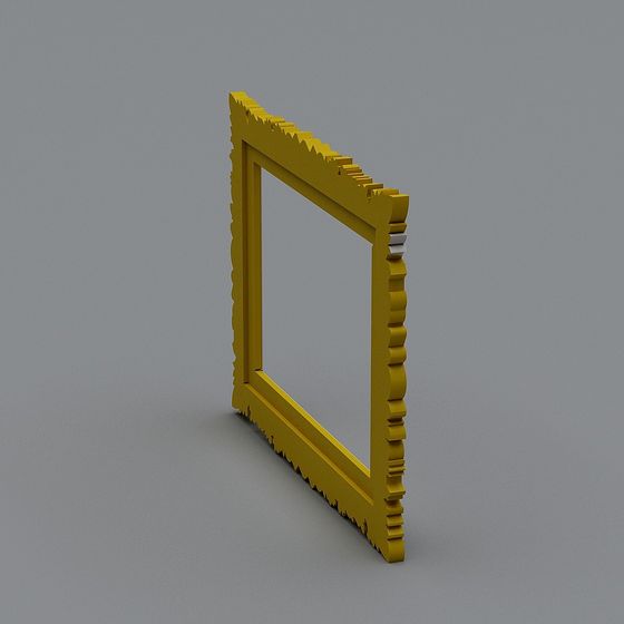 Vintage Frame 3D Model – Low Poly Gold & Wood Texture
