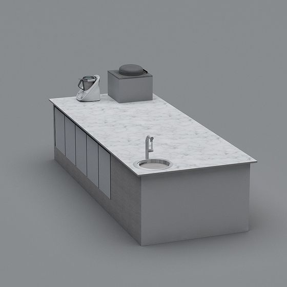Minimalist Kitchen Island 3D model