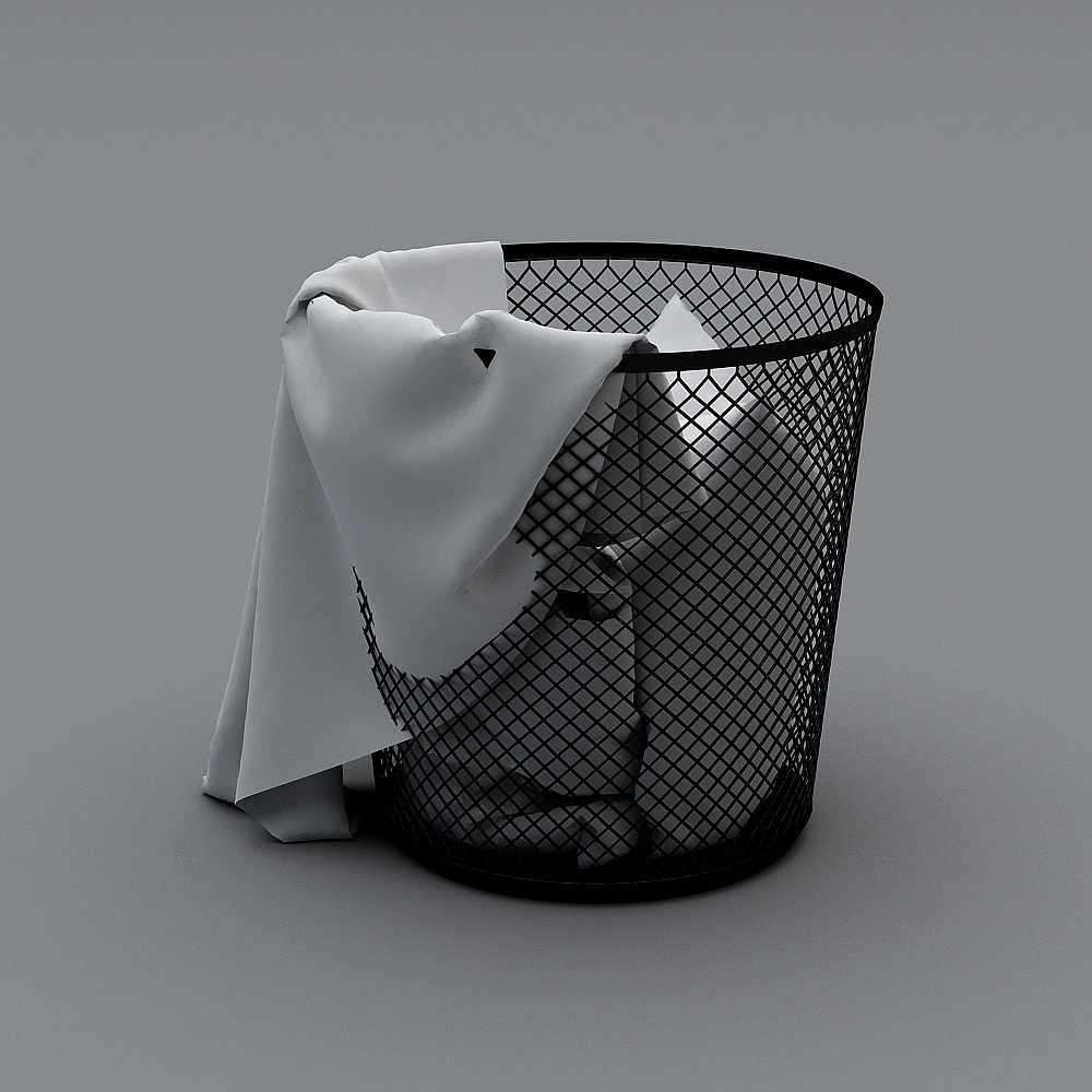 Modern Low-Poly Metal Waste Bin 3D model
