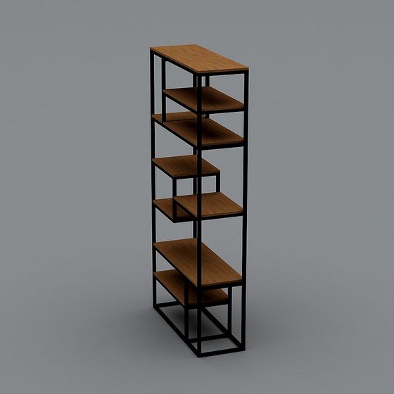 Stylish Industrial Bookshelf 3D model for Contemporary Spaces