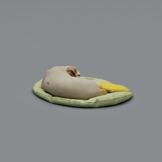 Adorable Low-Poly 3D Dog Model on Colorful Mat