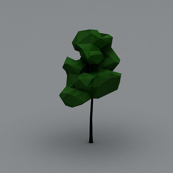Unique Low Poly Green Tree 3D model