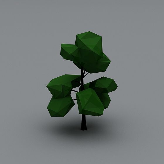 Geometric Green Plant 3D Model for Modern Spaces