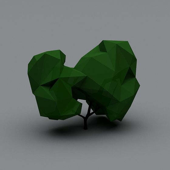 Artistic Low-Polygon Green Tree 3D Model