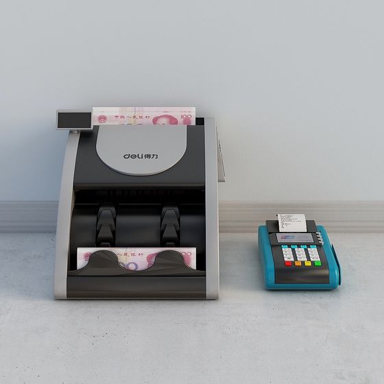 Currency Counter 3D model for Modern Commercial Spaces